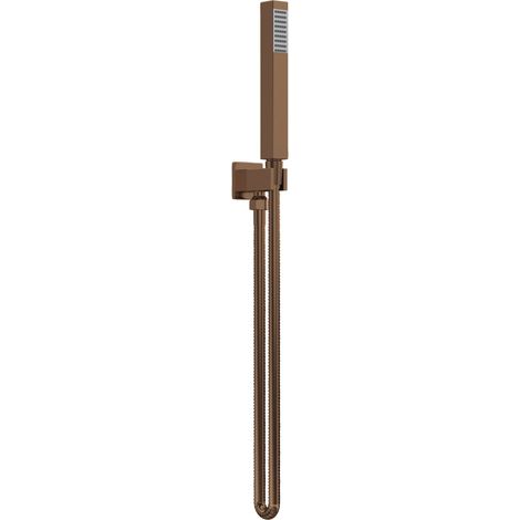 Nuie Square Pencil Shower Handset with Hose and Bracket - Brushed Bronze