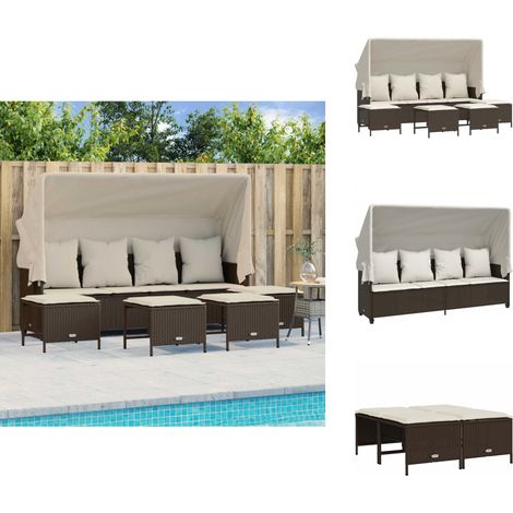 Salon de jardin avec coussins 5 pcs marron résine tressée - Ensemble Salon De Jardin - Salon De Jardin Pliable - Mobilier De Jardin - Chaise Longue - Table Basse (1/5)