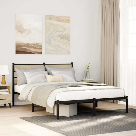 Metallbett ohne Matratze Sonoma-Eiche 135x190 cm (1/5)