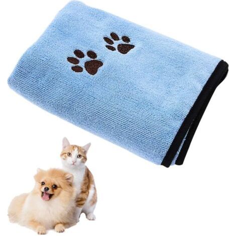 Serviette pour Chien Serviettes absorbantes à séchage Super absorbantes Couverture de Peignoir pour Animaux de Compagnie en Microfibre Douce pour Chiens Chats (50x90cm Bleu) (1/5)