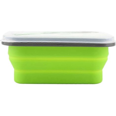 Boîte à lunch pliable en silicone de 600 ml, verte. (1/5)