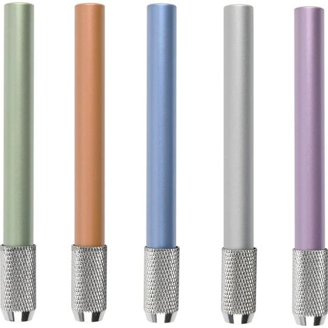 Lot de 5 rallonges pour stylos, rallonges pour crayons de couleur, rallonges réglables en alliage d'aluminium pour instruments d'écriture, d'atelier de peinture scolaire (argent, orange, rose, bleu, v (1/5)