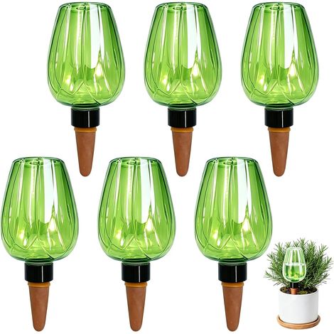 Lot de 6 Boules d’arrosage Automatique Forme Rose 350ml, Distributeur d’Eau Plastique léger résistant, arrosage Lent adapté Plantes intérieur Balcon Jardin extérieur (1/5)
