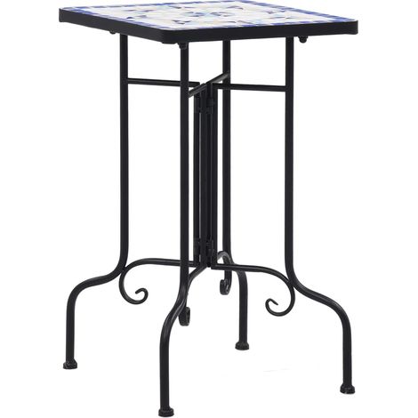Mosaic Side Table Blue and White Ceramic vidaXL
