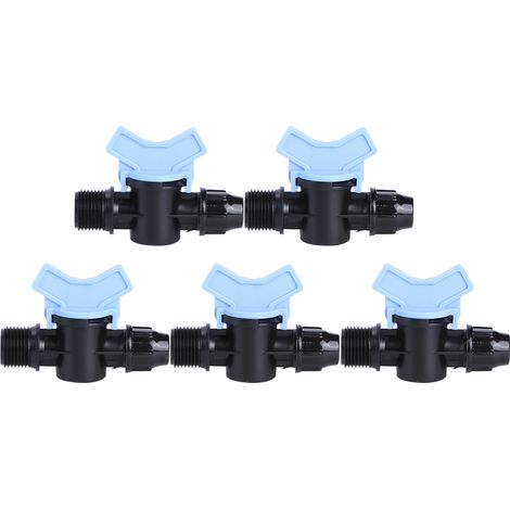 Vanne D'Irrigation G1/2 - Robinet Bilatéral DN15 Pour Tuyau 9mm - Contrôle Débit Jardin Serre - Lot De 5 Pièces (1/5)
