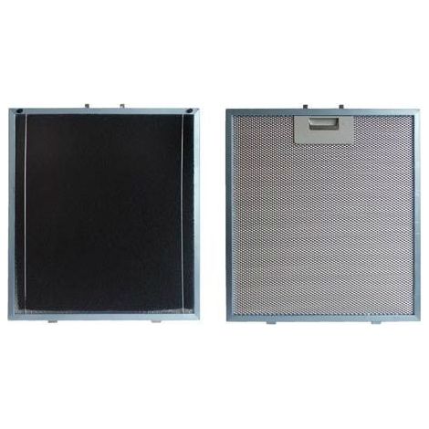 Filtre métal anti graisse (à l'unité) + charbon 303x278mm (74X1648) Hotte BRANDT, FAGOR, SAUTER (1/2)