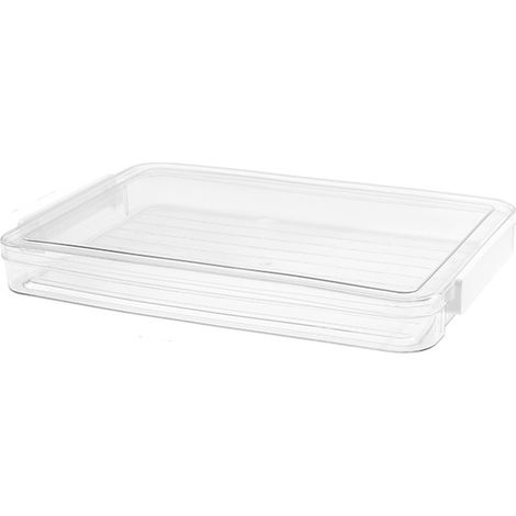 cajas de almacenamiento con tapa a presión, de plástico PET transparente, apilables, para documentos y fotos tamaño A4. (1/5)