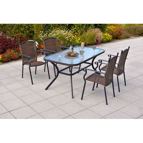 Roma Set 5tlg 4 Sessel Tisch 150x85cm Alu/Kunststoff