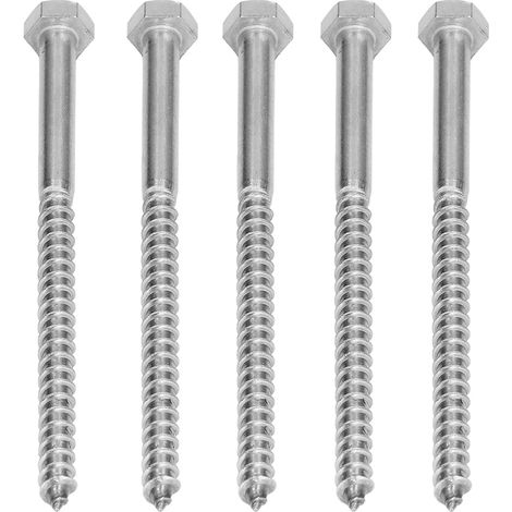 25 vis autoforeuses inox A2-70 DIN571 à demi filet bois tete hexagonale M8x130MM pour charpente (1/5)
