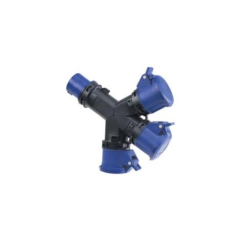 ADATTATORE INDUSTRIALE CON SPINA CEE E TRE PRESE CEE IP54  16A colore blu