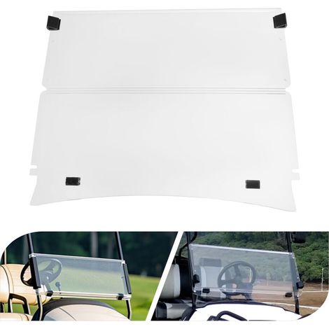 Pare-brise pliable pour voiturette de golf Pare-brise transparent pour voiturette de golf Fabriqué à partir de matériaux haute résistance Version renforcée de 4 mm d'épaisseur exclusivement pour les m