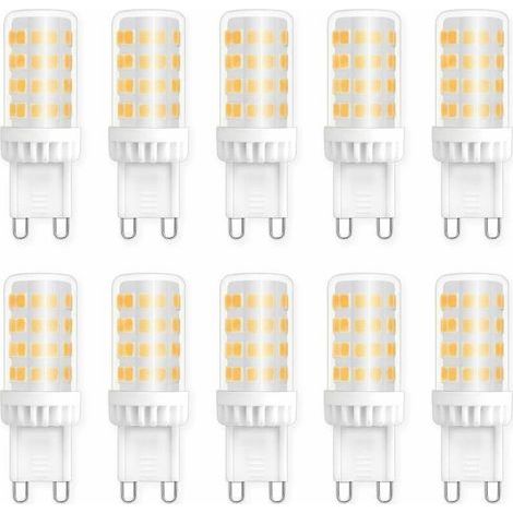 Ampoules LED G9 5W, Equivalente 40W 50W Halogène Lumière, 450LM, Blanc Neutre 4000K, AC 220V, Culot G9 Standard, économie d'énergie, pour Ceiling Lighting, Kitchen, Chambre, Salon, Pack de 10,