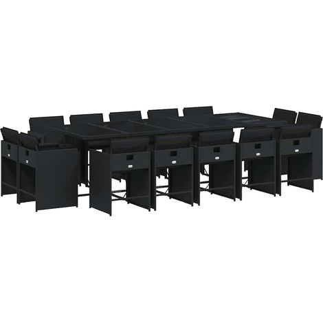 Maison Exclusive - Set da Pranzo da Giardino 15 pz con Cuscini Nero in Polyrattan