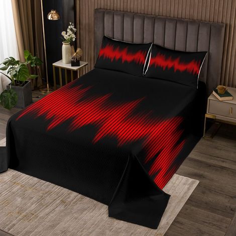 Rouge Ombre Dessus de Lit 260x240 Garçons Lignes Géométriques Couvre-Lit Filles Enfants Moderne Art Abstrait Couverture de Lit Rouge Dégradé Mode 3D Literie Esthétique Triple Spirale Décor Literie - 2 (1/5)