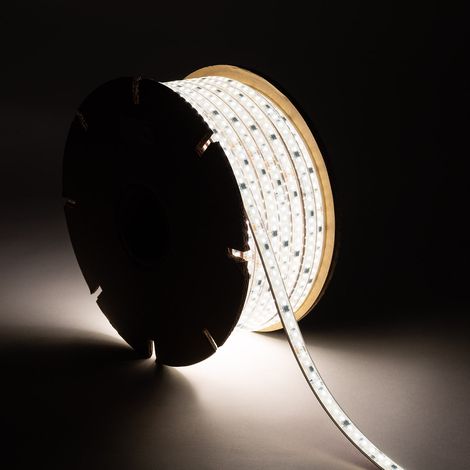 Tira LED Regulable 220V SMD Autorrectificada 120 LED/m BOBINA 50m 17W/m 2040lm/m SILICONE FLEX IC-2P Ancho 12mm Corte 10cm IP65 4000K Blanco Neutro (1/3)