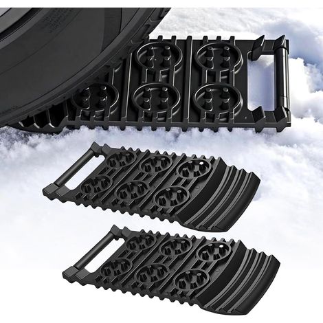 Set di 2 piastre di trazione fuoristrada - set portatile di piccole piastre di trazione di emergenza per pneumatici - neve - ghiaccio - fango - e sabbia - berline - SUV - tutti (1/5)