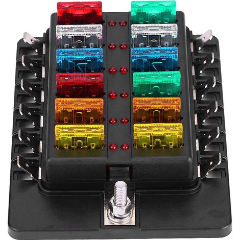 Standardmäßiger 12-poliger ATO/ATC-Sicherungskasten mit Flachsicherungen und PC-Anschlüssen für Auto-/Boots-Kits (1/5)