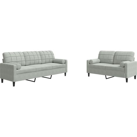 Maison Exclusive - Set di Divani 2 pz con Cuscini e Rinforzi Grigio Chiaro Velluto