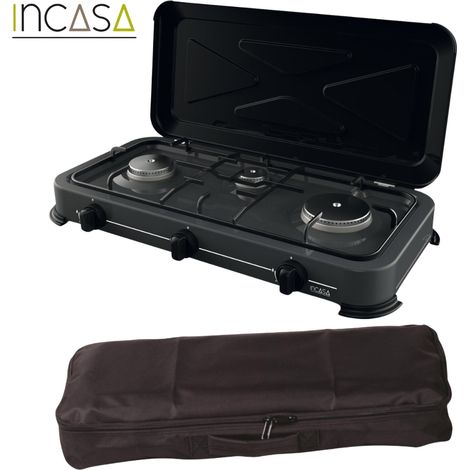 PACK INCASA Réchaud à gaz d'extérieur 3 feux + Sacoche de transport - Camping (1/5)