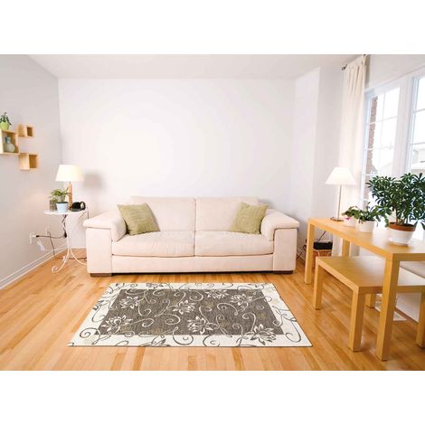 Tappeto Arredo Moderno Morbido in Ciniglia Ingresso Antiscivolo Prodotto Italiano Soggiorno Camera Salotto Disegni Piazzati Cotone Varie Misure Grande Ninfea Grigio - 175x280Cm (1/5)
