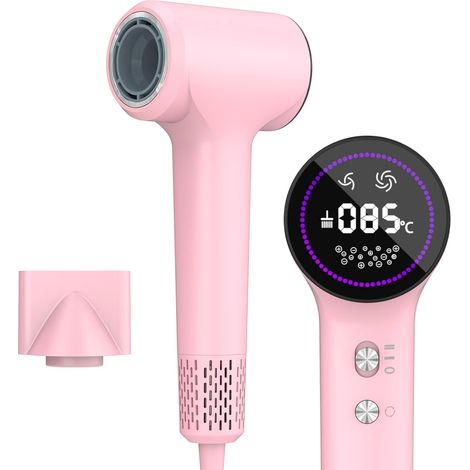 Seche Cheveux Professionnel, 400 Millions Sèche-cheveux à Plasma, Moteur Haute Vitesse 110000 TR/Min pour un Séchage Rapide, Avec Buse Magnétique, Faible Bruit pour Famille Voyage (Rose)