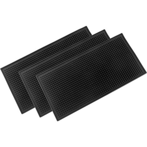 Tapis égouttoir à vaisselle - Lot de 3 - Tapis de bar - Tapis avec égouttoir - Accessoires de vêtements pour bébé de comptoir de cuisine - Tapis d'évier - PVC - Zwart - Antidérapant - 30 x 15 cm - Pou (1/5)