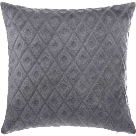 Coussin Déhoussable "Losange 3D" 40x40cm Gris (1/3)