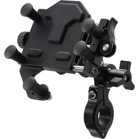 Support de Téléphone Absorbant Les Chocs avec Rotation à 360° - Réglable pour Moto, Pédale Électrique - Support de Navigation Universel Noir (1/5)