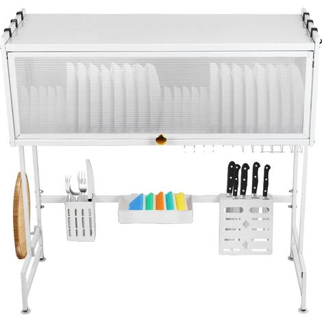 Mueble de almacenamiento para fregadero de cocina, organizador multicompartimento, diseño autodrenante, BLANCO, 65 x 30 x 78 cm (1/2)