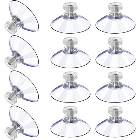12 x Saugnapf mit Gewinde 53 mm M4 Saugnapf mit Haken als Alternative zu Fensterfolie Sonnenschutz-Saugnäpfe Saugnapfhaken Mutter Schraube Glas (1/5)