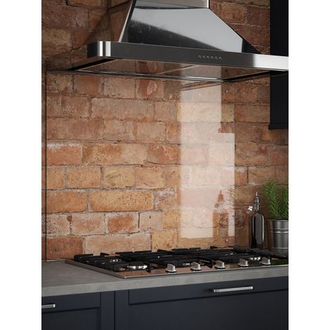 Clear Glass Kitchen Splashback (Brushed Caps) 900mm x 750mm (1/3)