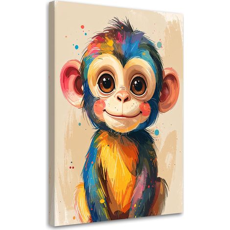 Tableau Moderne, Singe coloré animaux exotiques,20x30 (1/4)