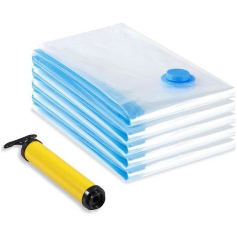 Pair Sac Rangement Sous Vide Aspirateur, Lot de 5 (60 x 80cm) Sac Vetement Reutilisable, Housse de Rangement Sous Vide Couettes avec Pompe Manuelle