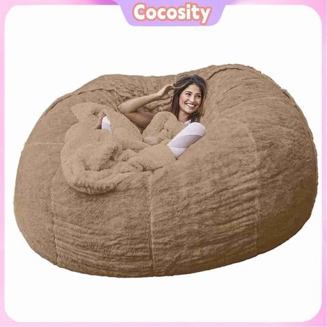 Cocosity Housse de pouf pour lit en éponge pour la maison Accueil éponge lit pouf housse de chaise conditionnement housse Kaki (1/5)