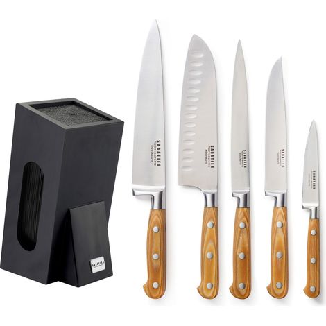 Essentiel - Bloc noir de 5 couteaux de cuisine