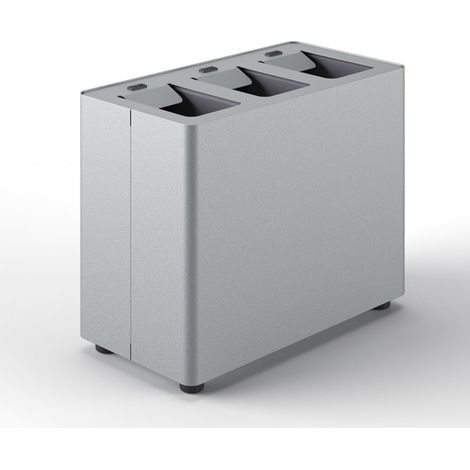 Pattumiera a 3 Scomparti Totale 24 L 48,5x25,5x39 cm con Contenitori Interni in Acciaio Verniciato Grigio