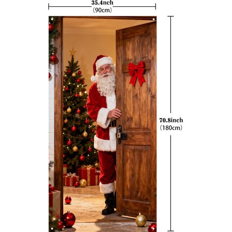 Décorations de Noël 2025 : accessoires, toile de fond, décorations de cour extérieure, rideaux de porte, tentures de porte - 90 x 180 cm - Lot de 3