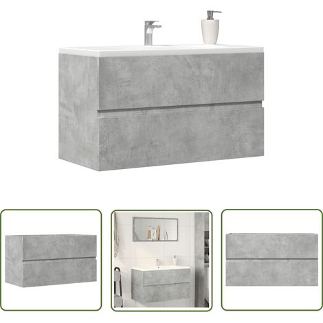 vidaXL Armoire d'évier Gris béton 90x38,5x45 cm Aggloméré (1/5)