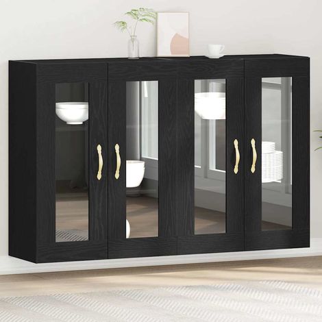 Wandschränke 2 pcs Schwarz Eichen-Optik 69,5 x 34 x 90 cm