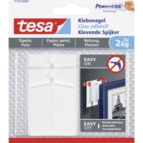 Tesa Klebenagel für Tapeten und Putz 2 Stück Traglast 2 kg wiederverwendbar