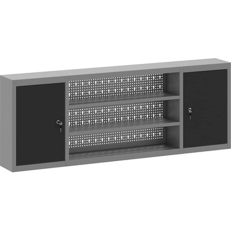 Armoire à outils avec étagère Noir et gris 50 x 20 x 55 cm