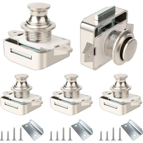 Push Button Latch Lock, Push Button Lock Cabinet Lock, Keyless Push Button Lock, for Motorhome, Yacht, Drawers, Cabinets (1/5)