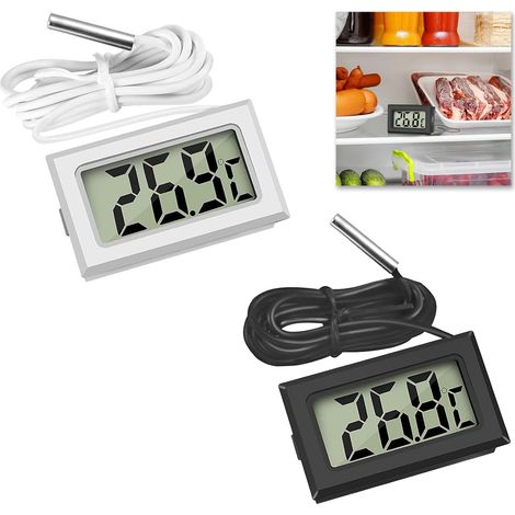 2 Pièces Digital LCD Thermomètre, Temperature Numérique avec Écran LCD, Thermometre Frigo, Sonde Temperature Digital, Thermomètre Réfrigérateur Congélateur, Capteur de Polyvalent, Mesure -50 ℃ +110 ℃