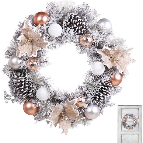 Couronnes d'hiver pour Porte d'entrée 15.75 d'hiver de Guirlande de Porte d'entrée de Noël avec Baies de - Couronnes de Noël extérieures résistantes aux intempéries pour Portes fenêtres (1/5)