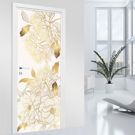 Stickers pour porte - Fleurs - 83 x 205 cm - Adhésif MAT (1/2)