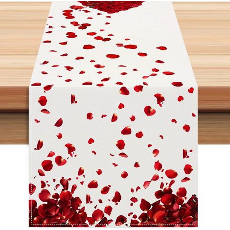 Nappe De Table - Imprimée Fleurs - Pour Fête Des Amoureux - En Lin - Salle À Manger Cuisine Salon - 1 Pièce (1/5)