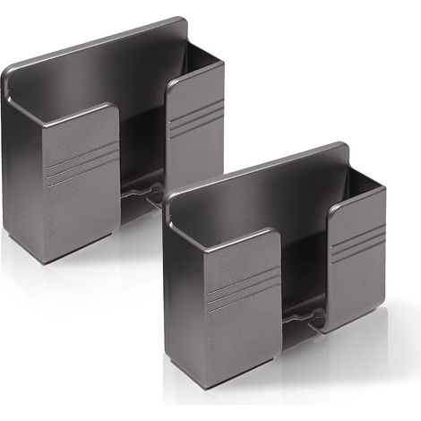 Set mit 2 Wandhalterungen für Handys, universeller Tischladeständer mit Klebestreifen, grau (1/5)