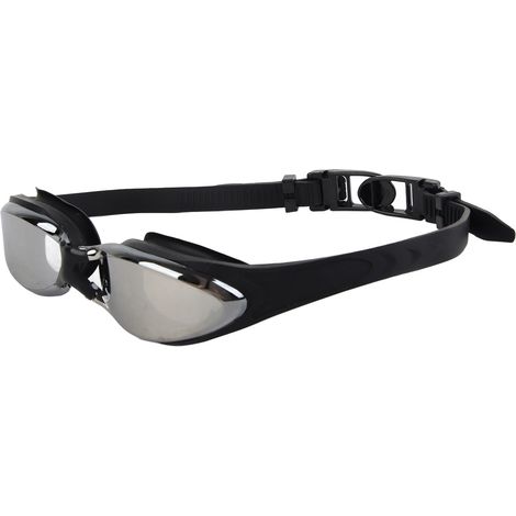 Lunettes de natation pour adultes, protection UV, antibuée, étanches, finition électroplaquée, noires (1/5)