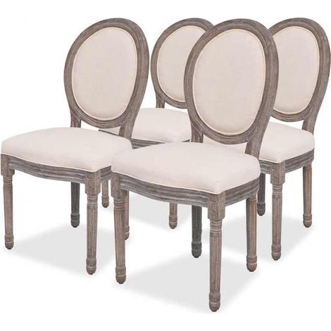 vidaXL Sillas de comedor 4 unidades tela color crema (1/5)