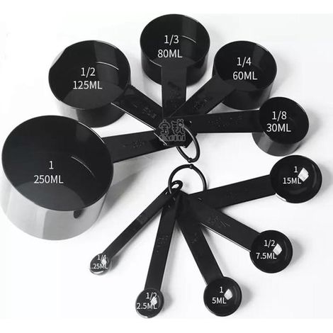 Set de 10 tasses à mesurer - 10 pièces - 10 tailles différentes - Tasses doseuses - Ustensiles de cuisine - Mesure des ingrédients - Accessoires de pâtisserie